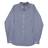 NAUTICA Mens Blue & White Striped Classic Fit L Cotton Shirt Button-Down Collar