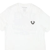 TRUE RELIGION Mens White Graphic T-Shirt S Short Sleeve Crew Neck Logo Print