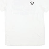 TRUE RELIGION Mens White Graphic T-Shirt S Short Sleeve Crew Neck Logo Print