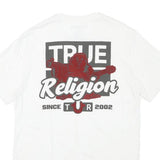 TRUE RELIGION Mens White Graphic T-Shirt S Short Sleeve Crew Neck Logo Print