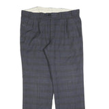 RITEX Mens Wool Regular Blue Grey Checked Trousers W34 L30 Classic Zip Closure