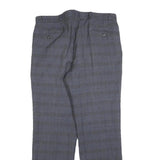 RITEX Mens Wool Regular Blue Grey Checked Trousers W34 L30 Classic Zip Closure
