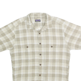 PATAGONIA Mens Beige & Cream Check Shirt S Casual Cotton Short Sleeve Summer