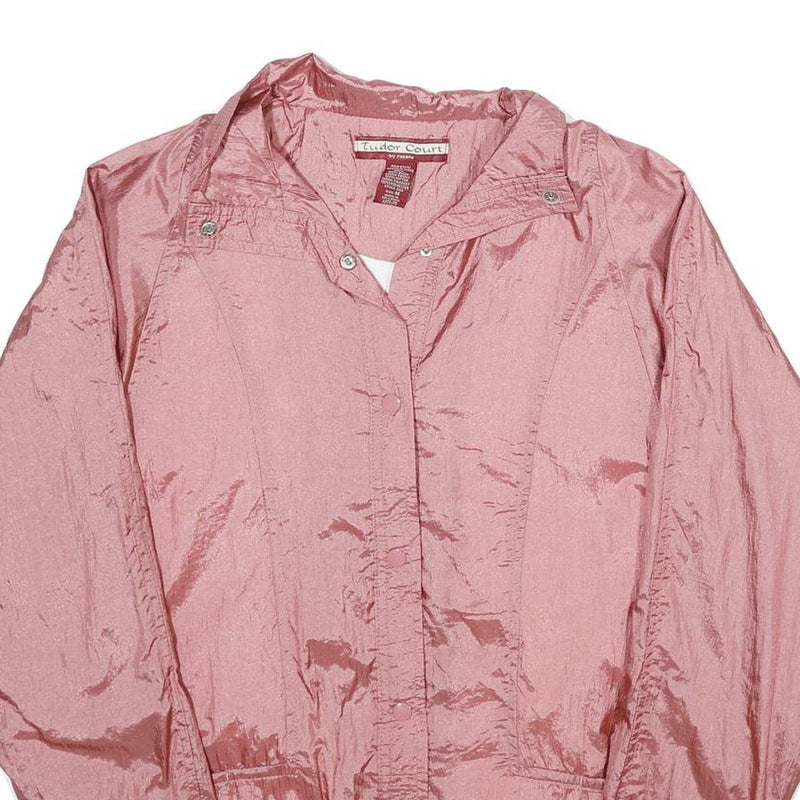 TUDOR COURT Womens Pink Nylon Jacket M Plain Button Closure Lightweight