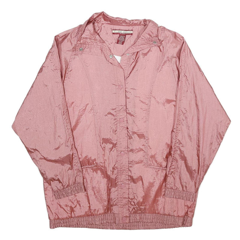 TUDOR COURT Womens Pink Nylon Jacket M Plain Button Closure Lightweight