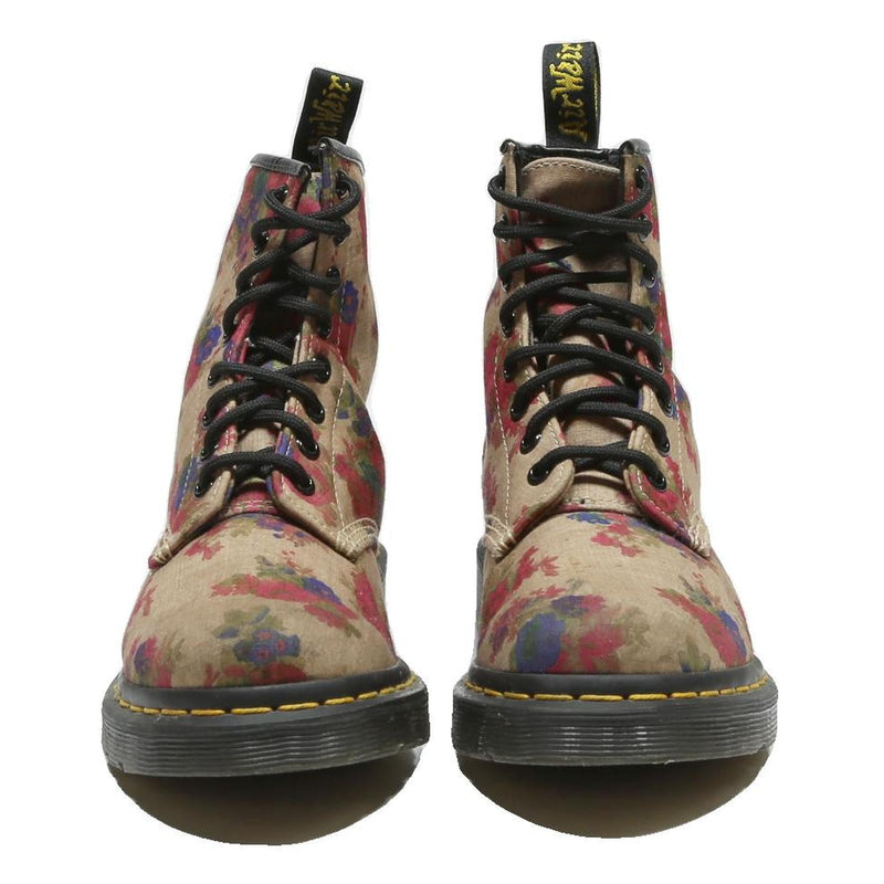 DR MARTENS Womens Ankle Boots Beige Floral Synthetic UK 3 Lace-Up