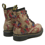 DR MARTENS Womens Ankle Boots Beige Floral Synthetic UK 3 Lace-Up