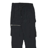 BRAVESOUL Mens Polyester Blend Black Relaxed Cargo Trousers W28 L28 Drawstring