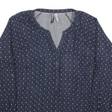 MULTIBLU Womens Blue Printed Shirt Long Sleeve Button Neck L Cotton Blend