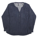 MULTIBLU Womens Blue Printed Shirt Long Sleeve Button Neck L Cotton Blend