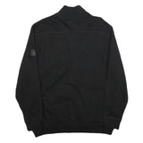 CALVIN KLEIN Mens Black Zip Jacket 2XL Cotton Plain Ribbed Collar Chest Pocket