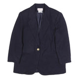 BLOCK ISLAND Womens Navy Blue Wool Blazer Jacket M Button Plain Classic