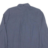 FRED PERRY Mens Blue & White Pattern Cotton Blend Shirt M Button Collar Casual