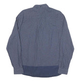 FRED PERRY Mens Blue & White Pattern Cotton Blend Shirt M Button Collar Casual