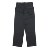 DICKIES Mens Regular Black Cotton Blend Trousers W30 L30 Classic Straight Zip