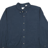 KNIGHTSBRIDGE Mens Navy Blue Shirt L Cotton Button-Down Long Sleeve Casual