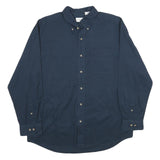 KNIGHTSBRIDGE Mens Navy Blue Shirt L Cotton Button-Down Long Sleeve Casual
