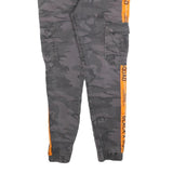 BLACK SQUAD Mens Cotton Blend Slim Tapered Black Camouflage Orange Stripe