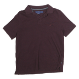 NAUTICA Mens Maroon Slim Fit Short Sleeve Plain S Cotton Polo Shirt Casual