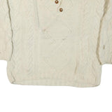 NUEVO AMERICANA Womens Cream Wool Patterned Roll Neck Chunky Knit Jumper L Cable