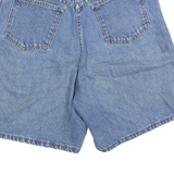 Womens Blue Denim Casual Shorts Plain Cotton Blend Relaxed Fit S W26 Pocketed