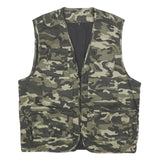 Mens Green Camouflage Cotton Blend Utility Jacket M Zip Front Casual Outdoor