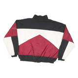 REEBOK Mens Black & Burgundy Track Jacket XL Nylon Colourblock Zip Stand-Up