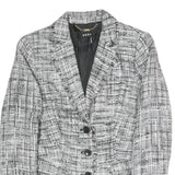 DKNY Womens Black & White Tweed Jacket XS Polyester Blend Button Closure