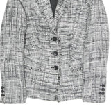 DKNY Womens Black & White Tweed Jacket XS Polyester Blend Button Closure