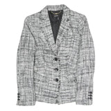 DKNY Womens Black & White Tweed Jacket XS Polyester Blend Button Closure