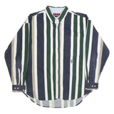 ZIZA Mens Blue Green & Beige Striped Shirt XL Button Down Casual Cotton