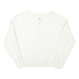 LEE Womens White Henley Neck XS Cotton Blend Sweatshirt Long Sleeve Pullover