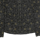 SCALA Womens Black Printed Blouse Long Sleeve Round Neck L Elegant Top