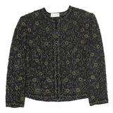 SCALA Womens Black Printed Blouse Long Sleeve Round Neck L Elegant Top