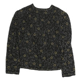 SCALA Womens Black Printed Blouse Long Sleeve Round Neck L Elegant Top