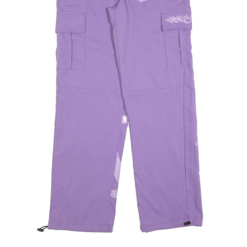 Lilac Womens Relaxed Cargo Trousers W32 L32 Zip Polyester Blend Casual