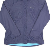 COLUMBIA Womens Blue Hooded Zip Nylon Outdoor Jacket L Waterproof Lightweight