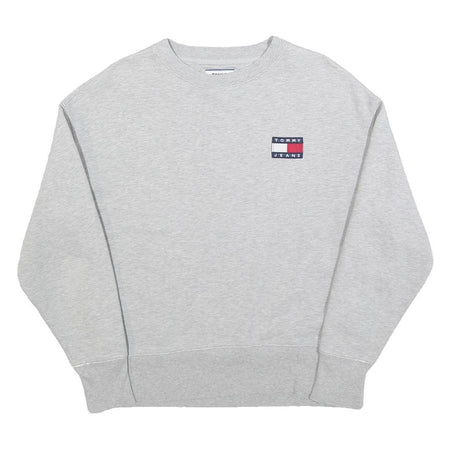 TOMMY HILFIGER Mens Grey Crew Neck S Cotton Pullover Sweatshirt Logo