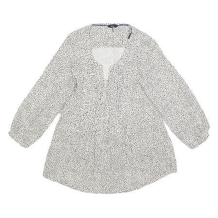 JOULES Womens White & Black Printed Blouse Long Sleeve Round Neck UK 6 Casual