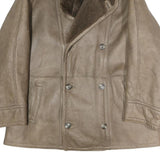 Mens Beige Faux Shearling Button Jacket XL Classic Outerwear Warm Winter Coat
