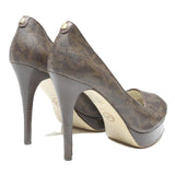 MICHAEL KORS Womens Platform Peep Toe Heel Leather Brown UK 8 Elegant Stylish