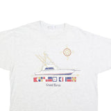 HANES Womens White Yacht Graphic T-Shirt XL Short Sleeve Crew Neck Casual Cotton