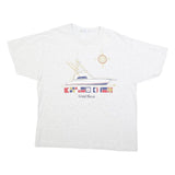 HANES Womens White Yacht Graphic T-Shirt XL Short Sleeve Crew Neck Casual Cotton