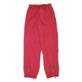AGGRESSION Lined Womens Relaxed Red Polyester Blend Casual Trousers W24 L28 Zip