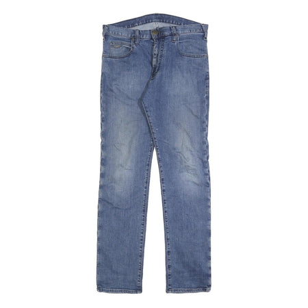 EMPORIO ARMANI Mens Slim Blue Denim Jeans Cotton Blend Zip W30 L30 Classic Style