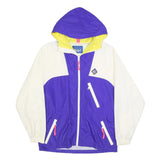 WOOLRICH Mens Purple & White Hooded Nylon Jacket M Windbreaker Zip Casual
