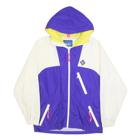 WOOLRICH Mens Purple & White Hooded Nylon Jacket M Windbreaker Zip Casual