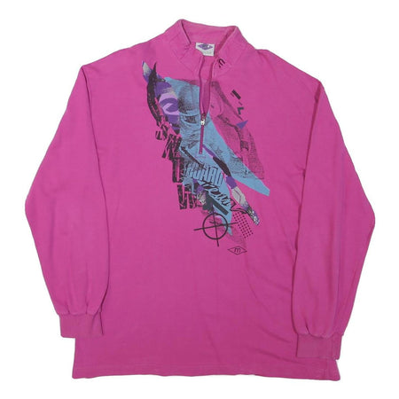 MASER Mens Pink Crew Neck M Cotton Blend Pullover Sweatshirt Graphic Print