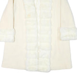 ALORNA Womens Cream Wool Blend Jacket L Wool Blend Plain Elegant Warm