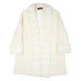 ALORNA Womens Cream Wool Blend Jacket L Wool Blend Plain Elegant Warm